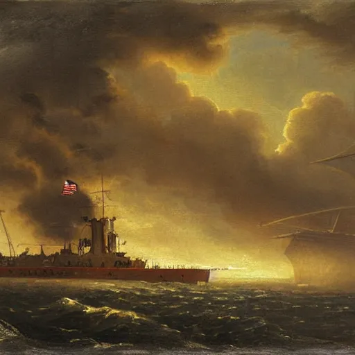 Image similar to uss submarine hmcs thresher painting by hubert robert detailed