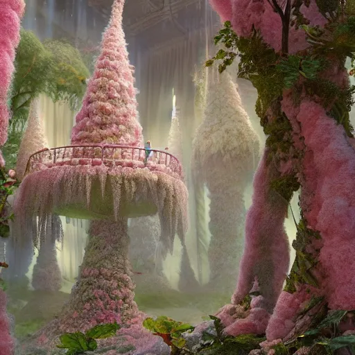 Prompt: cotton candy forrest by artem chebokha and aerroscape, intricate detail, finely detailed, small details, extra detail, photorealistic, high resolution, vray, hdr, hyper detailed, insane details, intricate, elite, ornate, elegant, luxury, dramatic lighting, octane render, weta digital, micro details, 3 d sculpture