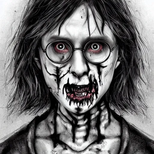 Image similar to zombie harry potter realistic portrait detailed