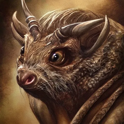 Prompt: great horned demon rat, realistic, high dark fantasy