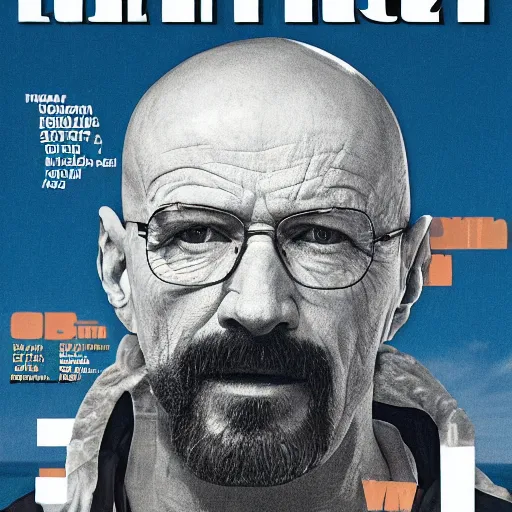 Prompt: Walter White on the cover of Swimsuit Illustrated (2020)