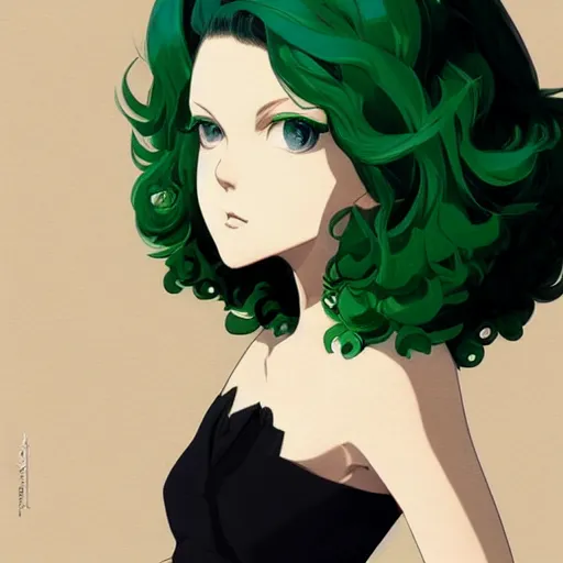 Prompt: tatsumaki with green hair, portrait art by ilya kuvshinov artgerm yusuke murata, detailed intricate art, sharp focus, 4 k hd, trending on artstation