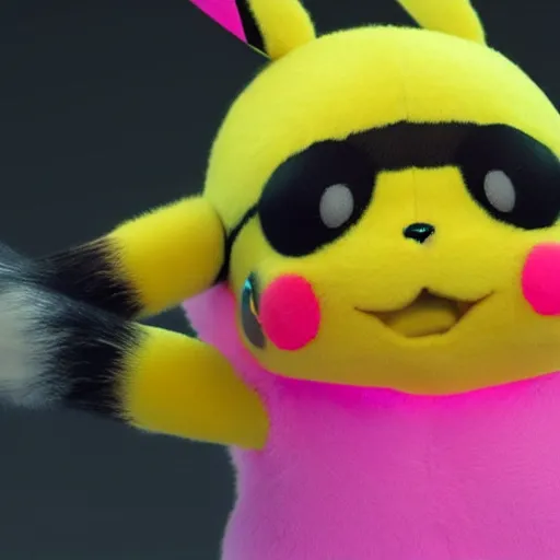 Prompt: extremly detailed pikachu with pink fluffy fur, photorealistic, high details, 8 k, sharp focus, octane render, volumetric light