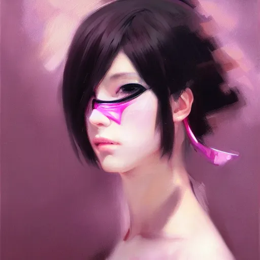 Prompt: anime, mage, vogue, intricate oil painting, trending on artstation, john singer sargent, greg rutkowski, side profile, pink hair, masquerade, mask