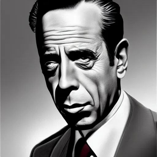 Image similar to humphrey bogart, portrait, in the style of alex ross, 2 d, 4 k, unreal, intricate, digital painting, highly detailed, artstation, sharp focus, illustration,