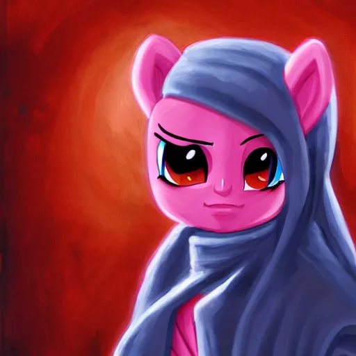 Image similar to pinkie pie as a sith lord, painting by Victor Nizotsev