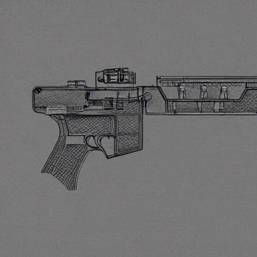 Prompt: blueprint rifle diagram in new alien movie, concept art - n 4