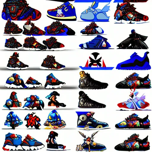 Image similar to fantasy jrpg sneaker design designed by capcom megaman, chrono trigger guilty gear sneaker styles, aztec mayan street fashion native punk sneaker design, focus on megaman hip hop sneaker design with subtle mayan patterns, trending on pixiv fanbox, painted by akira toriyama and studio ghibli princess mononoke megaman capcom