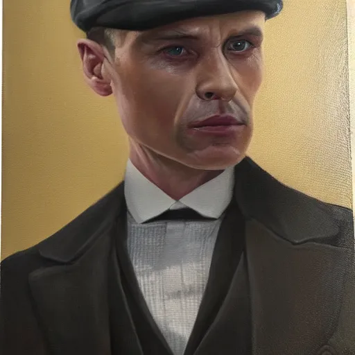 Prompt: Oil Painting of Tommy Shelby from Peaky Blinders