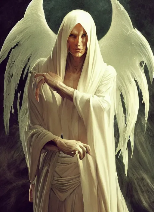 Image similar to angel wizard, physically accurate, moody dynamic lighting, very very intricate, very very elegant, highly detailed, digital painting, artstation, HR GIGER, Hieronymus Bosch, Francis Bacon, concept art, smooth, very beautiful, sharp focus, illustration, art by artgerm and greg rutkowski and alphonse mucha