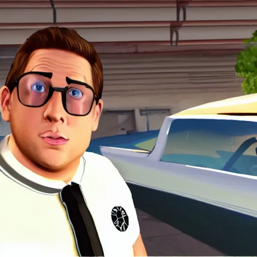 Prompt: jonah hill as a gta san andres character