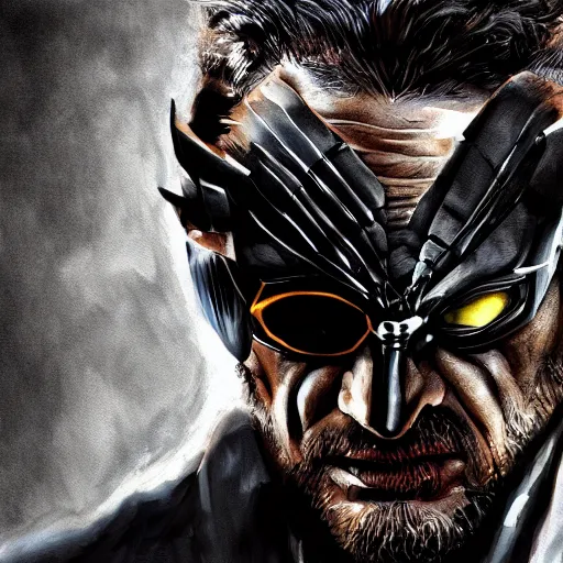 Image similar to Tom Hardy in wolverine suit Digital art 4K quality Photorealism