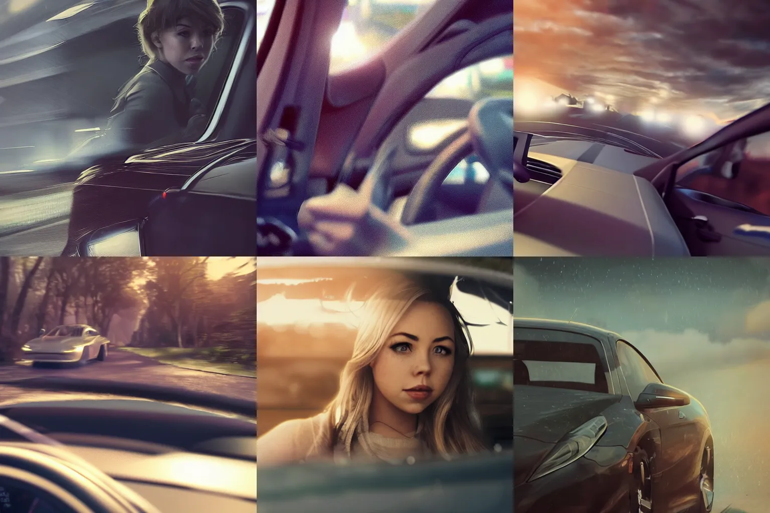 Prompt: mackenzie porter driving a car, cinematic, epic, 8k, highly detail, fine detailing, cinematic lighting, smooth, sharp, volumetric, intricate, Artstation, mystical, illustration, Trending on Artstation, Artstation HQ, Artstation HD, deviant art, Pinterest, digital art,