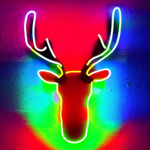 Image similar to Reindeer made out of shadows, neon, rainbow, fursona, furry,