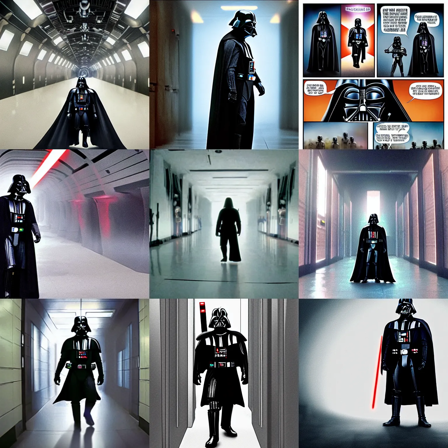 Prompt: Darth Vader, during the infamous hallway scene from Star Wars: Rogue One