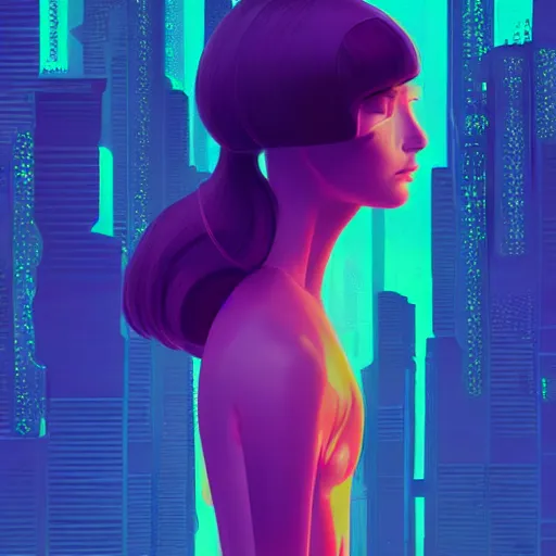 Image similar to portrait beautiful sci - fi girl, blade runner 2 0 4 9, futuristic desert city metropolis, digital art, pop art by hsiao - ron cheng