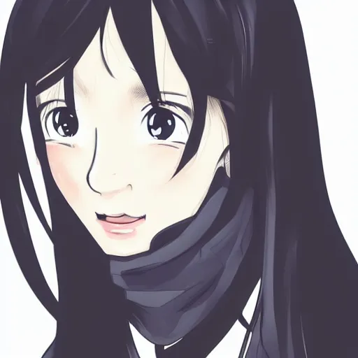 Image similar to full headshot portrait of a girl with long black hair, wearing a surgical mask, drawn by ATDAN, by Avetetsuya Studios, attractive character, colored sketch anime manga panel, trending on Pixiv