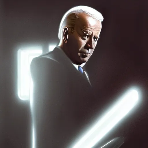 Image similar to joe biden as an evil T-800, dramatic lighting, cinematic, establishing shot, extremly high detail, photorealistic, cinematic lighting, artstation, style by James Gurney