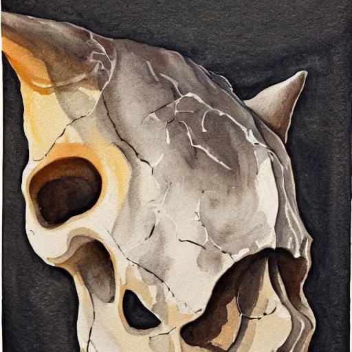 Image similar to triceratops skull, watercolor