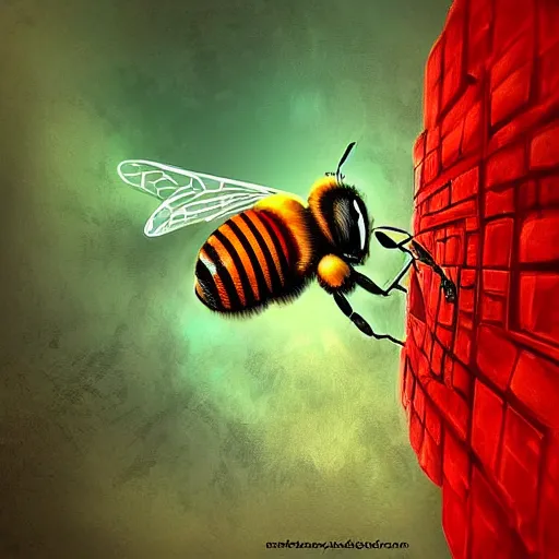 Image similar to “red bee,fantasy art”
