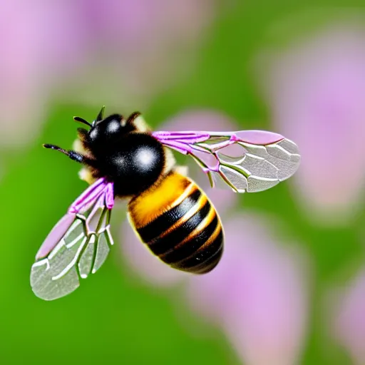 Prompt: bee comprised of flowers, legs as pedicels, wings as flower petals, sits on a finger, 5 0 mm lens, f 1. 4, sharp focus, ethereal, emotionally evoking, head in focus, volumetric lighting, blur dreamy outdoor, inspired by giuseppe arcimboldo