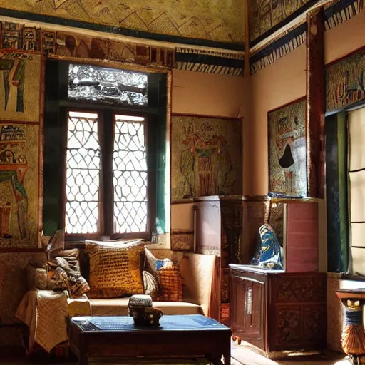 Image similar to victorian x ancient egyptian egyptian home