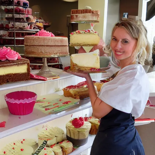 Prompt: a baker with too much cake