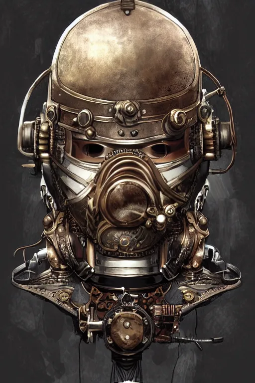 Image similar to steampunk helmet fantasy art mask robot ninja stylized digital illustration sharp focus, elegant intricate digital painting artstation concept art global illumination ray tracing advanced technology chaykin howard and campionpascale and cooke darwyn and davis jack