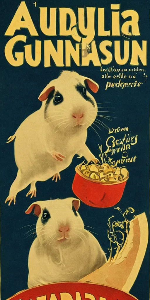 Image similar to a 1 9 2 0 s poster advertising guinea pigs