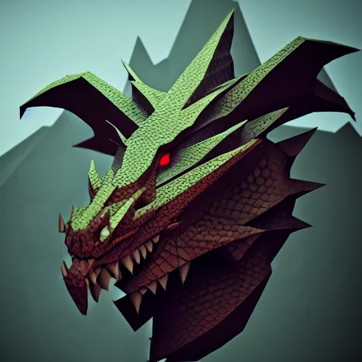 Prompt: Dragon low poly , photo , trending on artstation , Matte painting ,Hyperdetailed , CGSociety