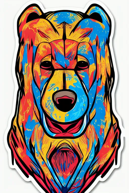 Image similar to portrait of a war bear, art by kiko rodriguez, sticker, colorful, illustration, highly detailed, simple, smooth and clean vector curves, no jagged lines, vector art, smooth