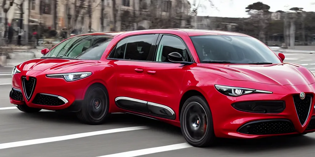 Image similar to 2022 Alfa Romeo Minivan, red