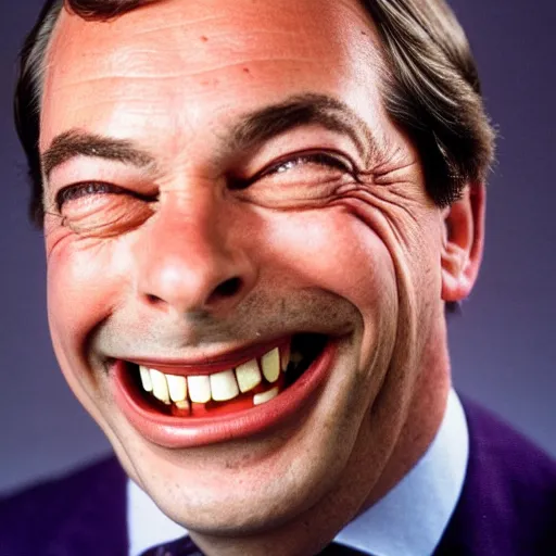 Prompt: Nigel Farage laughing for a 1990s sitcom tv show, Studio Photograph, portrait C 12.0