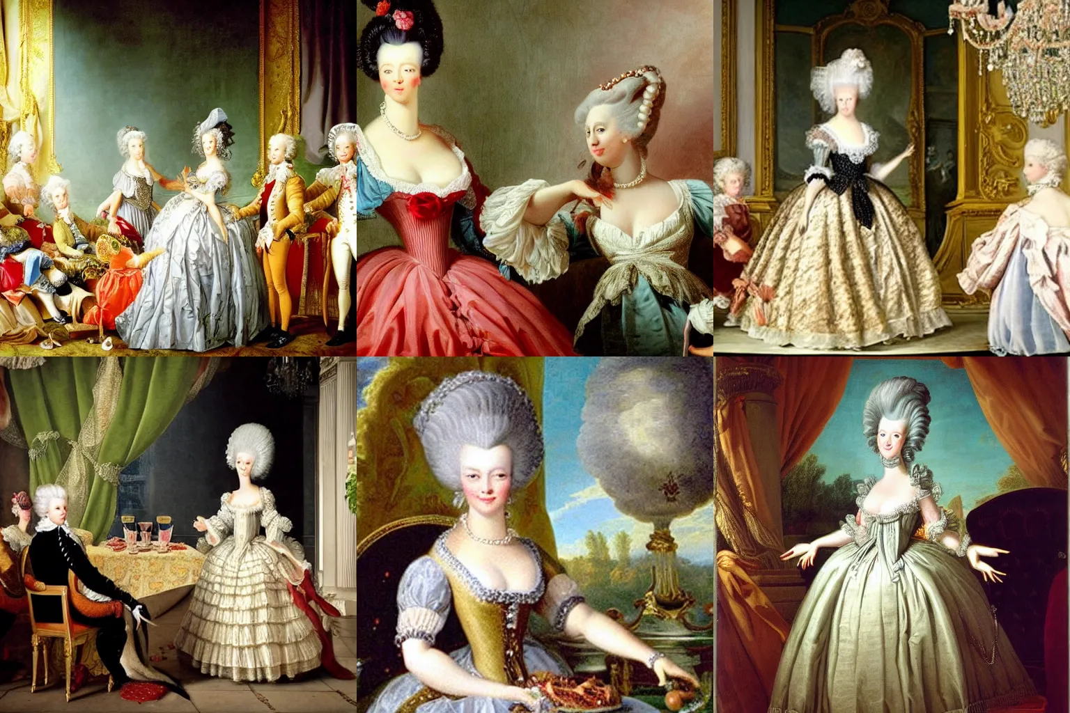 Prompt: marie - antoinette saying'let them eat food.'