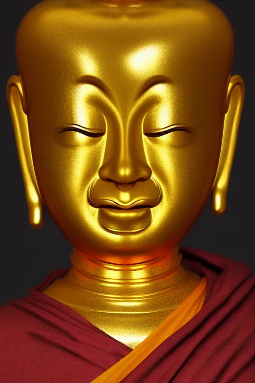 Image similar to buddhist monk with gold coated face by stanley kubrick and tooth wu and wlop and beeple