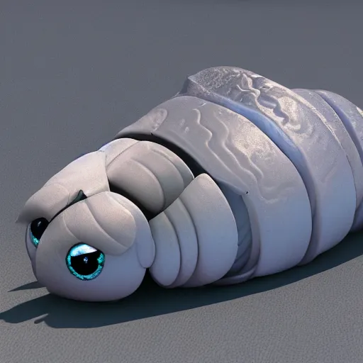 Image similar to cute isopod going to school, octane render, cute