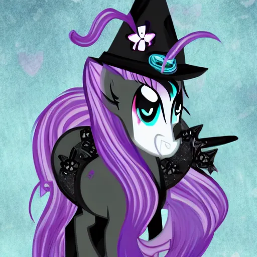 Prompt: goth witch, my little pony