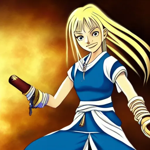 Image similar to lucy heartfilia in avatar the last airbender. digital art highly detailed trending on art startion