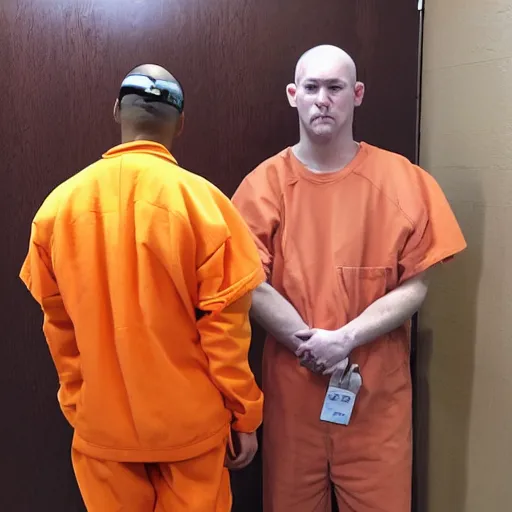 Image similar to inmate with orange suit and bee head