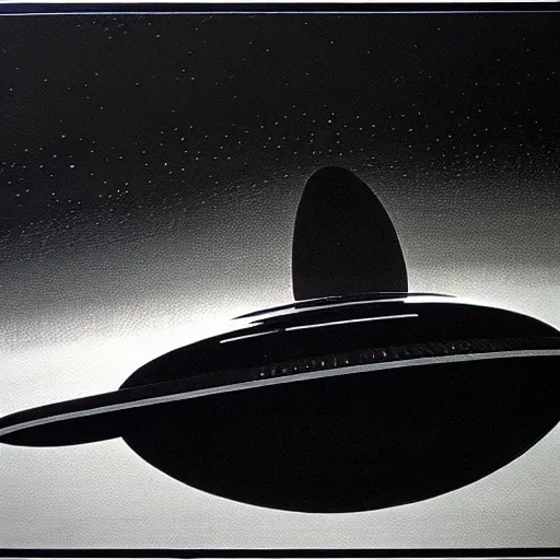 Prompt: a black and white dean ellis style spaceship, 1 9 7 0 s sci - fi, oil on canvas painting, smooth, sharp focus, vibrant volumetric natural light.