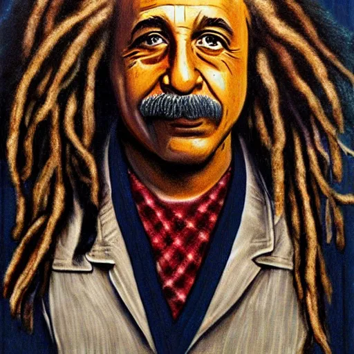 Prompt: dreadlock einstein portrait