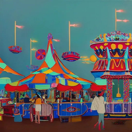 Image similar to painting of a funfair, by rik oostenbroek, james jean, amy sol