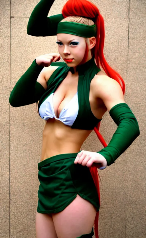 Image similar to cosplaying as cammy from street fighter, professional photo, trending on deviantart