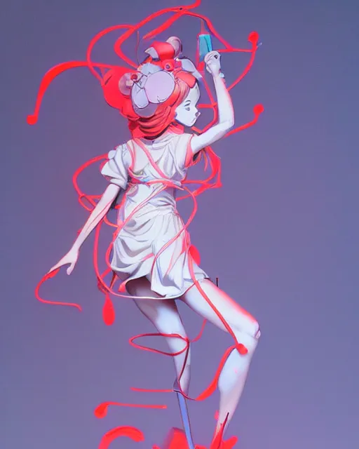 Prompt: james jean isolated vinyl figure magical girl character design, figure photography, dynamic pose, holographic undertones, motion shapes color design, glitter accents on figure, anime stylized, sharp focus, accurate fictional proportions, high delicate defined details, ethereal lighting