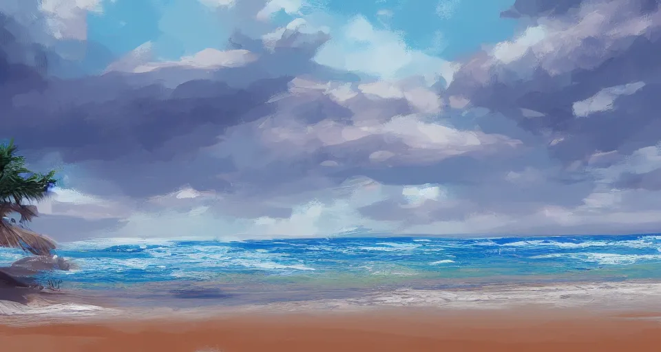 Prompt: beach, digital painting, 8k, trading on artstation