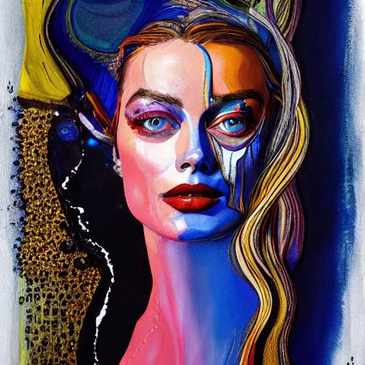 Prompt: oil painting of margot robbie by james jean, by harry clarke