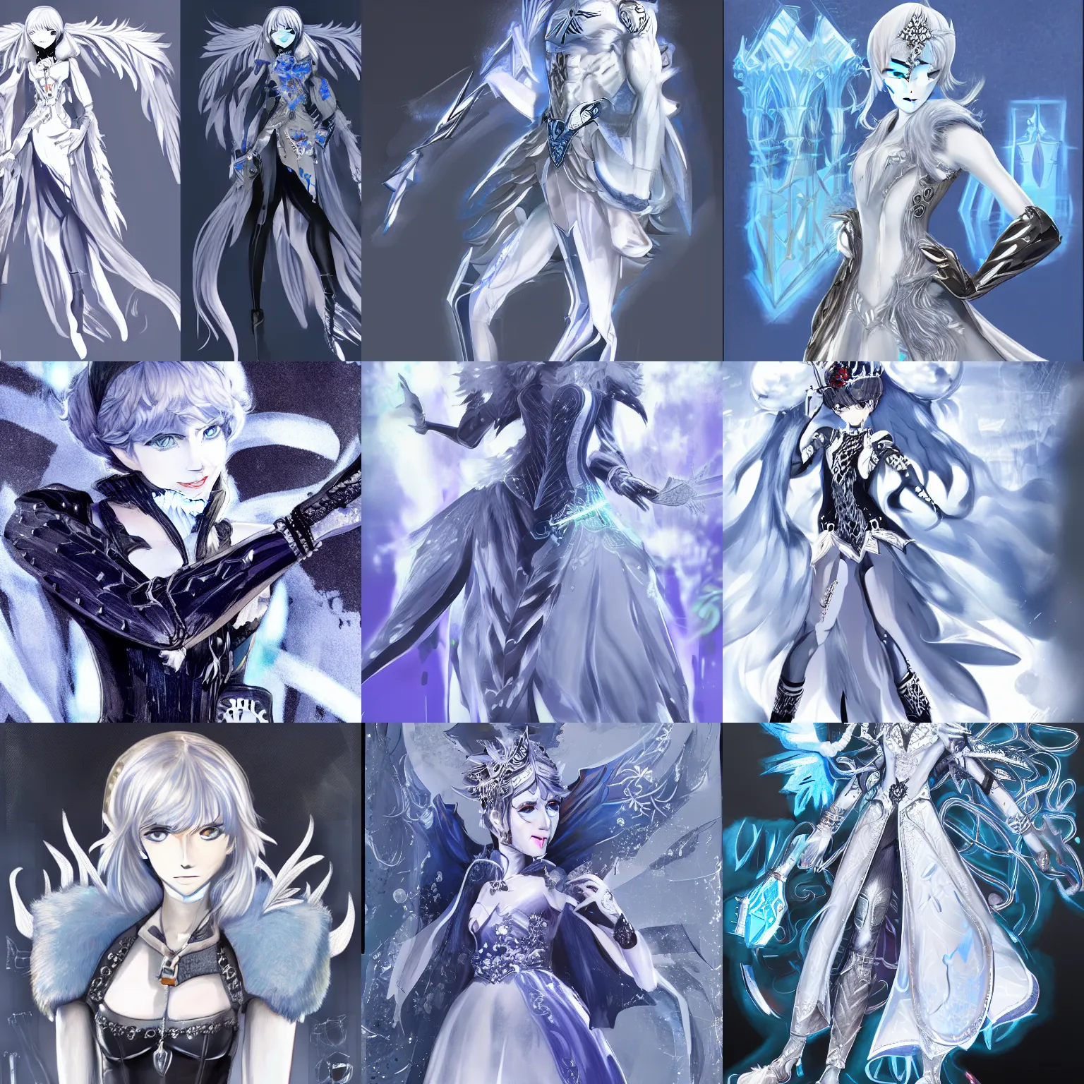 Prompt: highly detailed full body portrait of the ice queen, persona 5 concept art