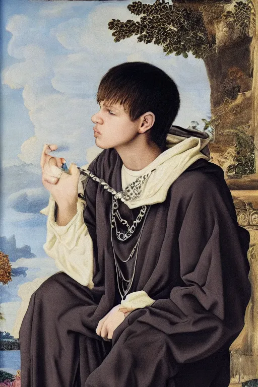 Image similar to portrait of yung lean renaissance style