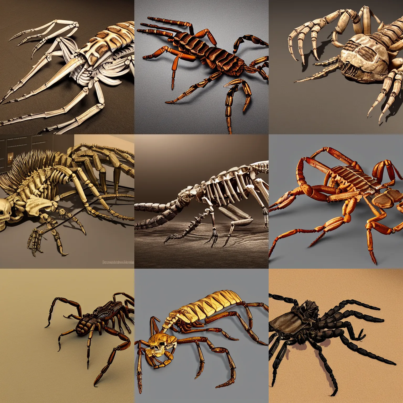 Prompt: Skeleton Of A Giant Scorpion At A Museum, 4K, Photorealistic