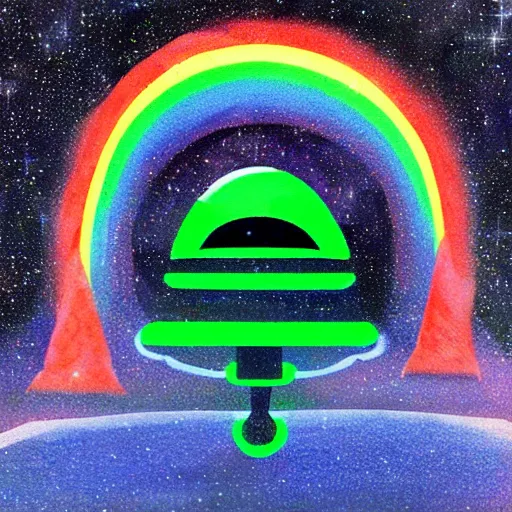 Prompt: rainbow cosmic sci fi ufo